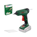 Bosch Cordless Hot Glue Gun AdvancedGlue 18V (Without Battery; 18 Volt System; 4X Glue Sticks; Heat-Up in 90 sec.; Dual-Temp Mode 130°C - 200°C; for DIY, Repair and More; in Carton Packaging)