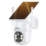 ANRAN 2K 360° View Battery Powered WiFi Camera for Home Surveillance with Integrated Solar Panel, Security Cameras Wireless Outdoor, Spotlight & Siren/PIR Detection/Color Night Vision/2-Way Audio, Q04