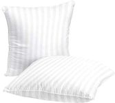 LASER WINGS Microfiber Satin Striped Square Large Cushion Filler, (24x24) Inches, White- Pack of 2