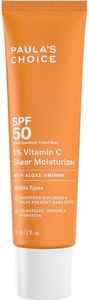 Paula’s Choice 5% Vitamin C Sheer Moisturizer SPF 50, Lightweight Invisible Broad-Spectrum Sunscreen, Brightens Dullness, Prevents Dark Spots, Suitable for All Skin Types Including Blemish-Prone, 60 mL