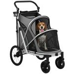 PawHut Dog Stroller, Pet Stroller for Small and Medium Dogs, Foldable Puppy Pram Pet Pushchair with 2 Big Wheels, Shock-Absorbing Frame, Seat Leashes, Brakes, Maximum Load 20 kg, Grey