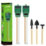 SONKIR Soil pH Meter, MS02 3-in-1 Soil Moisture/Light/pH Tester Gardening Tool Kits for Plant Care, Great for Garden, Lawn, Farm, Indoor & Outdoor Use (Green), 2 Packs