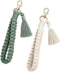 CHUQING Macrame Keychain Boho Wristlet Handmade Keychain Country style Wrist Lanyard Handmade Holder for Women