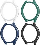 4 Pack Case for Samsung Galaxy Watch 4 40mm 44mm [NO Screen Protector], Hard PC Bumper Case Protective Cover Frame for Galaxy Watch 4 40mm 44mm (44mm, White+Green+Navy Blue+Black)