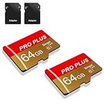 2 Pack Micro SD Card 64GB with SD A