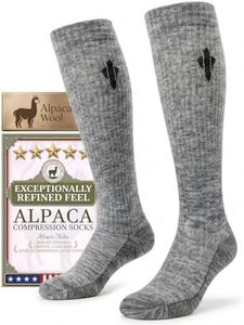 Heat equation Alpaca Compression Socks for Men & Women, 15-20 mmHg Knee High Graduated Circulation Support, Moisture Wicking S/M Gray