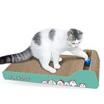 Aibuddy Cat Scratcher, Incline Scratching Pad Reversible Cardboard Lounge Bed with Ball Toy Catnip [ 45x 24 x 8.5 cm, Superior Cardboard & Construction]