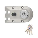 Godrej Rim Lock l Vertibolt Ultra XL+ I 2C Deadbolt l for Inside Opening, Double and Sliding Wooden Doors l Left/Right-Handed Doors l 4 Keys l 5-Year Warranty l Manual Locking I Satin Nickel Finish