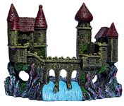 Supa Castle and Bridge Aquarium/Fish Tank Ornament | Realistic Detail | Approx. 6.5cm(L) x 16.5cm(W) x 13cm(H).