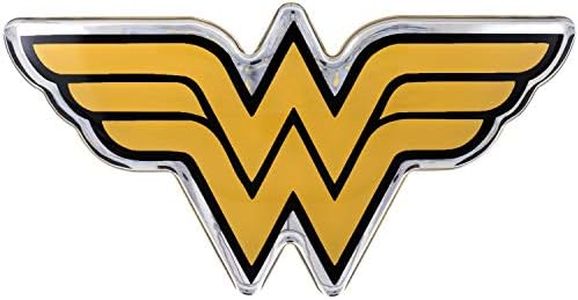 Fan Emblems Wonder Woman Logo Car Decal Domed/Black/Yellow/Chrome Finish, DC Comics Automotive Emblem Sticker Applies Easily to Cars, Trucks, Motorcycles, Laptops, Cellphones, Windows, Almost Anything