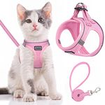 Cat Harness and Lead Escape Proof,Adjustable Soft Mesh Kitten Vest Harness for Walking Reflective Pet Harness for Cat Small Dogs Puppy