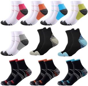WOKICOR Lot de 10 paires de chaussettes de compression pour homme/femme - Chaussettes de compression - Chaussettes de compression - Chaussettes de sport - Fasciite plantaire - Chaussettes de course