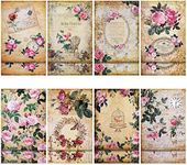 16 Sheets French Decoupage Paper Garden Floral Vintage Paper Flower Design Decorative Decoupage Supplies Rose Imprint Decoupage Decor for Crafts Wood Scrapbooking, 8.27 x 11.22 Inch (Exquisite)