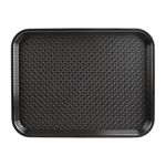 Olympia Kristallon Fast Food Tray, Small Size: 345 x 265 mm/ 13.5 x 10.5 inch, Black Polypropylene, Plastic Rectangular Restaurant Serving Tray, Commercial Bistro and Home Use, DP216