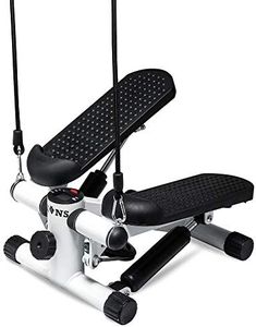 Lions Mini Stepper Exercise Machine - Fitness Cardio Exercise Stepper With LCD Display, Step Machine with Removable Resistance Bands for Home Gym, Anti-Slip Foot Pedal, Leg Toner Workout (White)