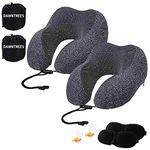 DAWNTREES 2 Pack Neck Pillow for Travel, Travel Pillow for Airplane,Memory Foam Neck Pillow Support Pillow.Compact & Lightweight