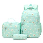 SIVENKE Daisy Printed School Backpack Set with Lunch Bag Pencil Case 3 Pieces School Bags for Teens Girls Boys Primary Junior Middle School Water Resistant Lightweight Bookbag Travel Rucksack
