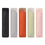 NA Set of 5 PU Leather Pen Case Holder for Single, Vintage Handmade Fountain Pen Pouch, Protective Sleeve Cover for Pencil, Ballpoint Pen (Black, Green, Pink, Gray, Orange)