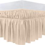 Utopia Bedding Valance Sheet Double - 135 x 190 cm - Easy Wrap Around Elastic Bed Skirt - Soft Brushed Polyester Microfiber Bed Ruffle with a Drop of 40 cm - Beige