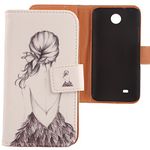 Lankashi Painted Design Leather Cover Skin Protection Case for HTC Desire 300 (Back Girl)