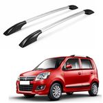 Universal Car Roof Rail Bars Set of 2 | Premium Metal Roof Rack with Plastic End Caps | Strong, Lightweight & Weather Resistant | Easy Installation | Silver & Black Suitable for Wagon-r Type-3