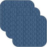 HYGIENX Incontinence Chair Pad 20”x20” 3 Pack Soft Absorbent Quilted Waterproof Car Seat Cover Reusable Underpad Protector for Seniors Pets Kids Men Women Sofa Couch Bed Pad for Urine Fluids Navy Blue