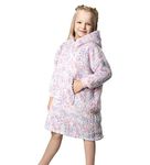 Daisy Dreamer Kids Boys Girls Hoodie Blanket Oversized Ultra Plush Sherpa Giant Big Hooded Sweatshirt (Teddy Rainbow, One Size)