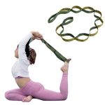 WiseLife 11 Loop Yoga Belt for Men & Women | Multi Functional Non Slip, Lightweight Loop Stretchable Belt for Yoga, Pilates, Gymnastics, Dance & Flexibility, Home Fitness & Therapy | Yoga Props- Green