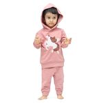 ARIEL Kids Cotton Fleece Full Sleeve Hoodie Sweatshirt & Sweatpant Clothing Set for Girls (ROSEWHTHORSE_2-3 years)