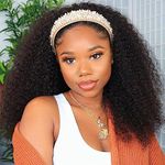 Headband Wig Human Hair Kinky Curly Headband Wigs for Black Women Human Hair Wigs Glueless None Lace Front Wigs Brazilian Kinky Curly Virgin Hair Wear and Go 150% Density Wig Natural Black Color…