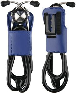 Beautyflier PU Leather Stethoscope Holder with Clip for All Models: Littmann, ADC, MDF, Adscope, Stethoscope Holder Carrier Perfect for Physicians, Nurses, EMT (Blue)
