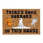 Halloween Funny Doormat - There's Some Horrors in This House, Funny Pumpkin Ghost Doormat Halloween Welcome Mat Indoor Outdoor Halloween Rug (D)