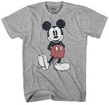 Disney Men's Full Size Mickey Mouse Distressed Look T-Shirt, Heather Grey, Medium