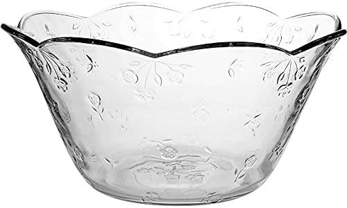 Anchor Hocking Savannah Clear Floral Embossed Punch Bowl