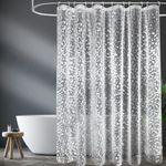 Shower Curtains Mould Proof Resistant, PEVA Waterproof Heavy Duty Bathroom Curtains, Liner 3D Effect Clear Pebble Shower Curtain with 12 Hooks, 180 x 180 cm, Cobblestone