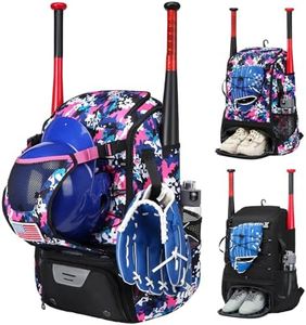 Softball Bag,Softball Bat Bag For Youth Adults,Baseball Bag with Fence Hook for TBall Bat & Equipment,Lightweight Baseball Bat Backpack with Shoe Compartment,Large Main Compartment for Helmet Pink