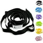 Stretching Strap Yoga Strap with Loops, Stretch Straps for Physical Therapy, Non-Elastic Exercise Strap for Pilates, Dance and Gymnastics with Workout Guide (Black)