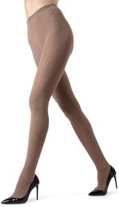 MeMoi Quality Fuzzy Winter Sweater Rib Tights, Size M/L, color Lt Taupe Heather