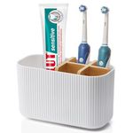 GFWARE White Toothbrush Holder - Kids Electric Toothbrush Holder for Bathroom Bamboo Toothbrush Holder for Bathroom Caddy Countertop Tooth Brush Holder