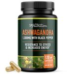 Ashwagandha Supplement 1300mg | Resistance to Stress & Increase Energy | Organic Ashwagandha Powder Capsules with Black Pepper for Increased Absorption | SMNutrition | 120 Count 2-Month Supply