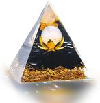 RUOJAS Orgone Pyramid Healing Crystal Meditation Positive Energy Generator Rock Quartz and Obsidian, Promote Wealth and Prosperity