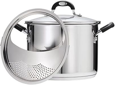 8 QT Covered Lock-N-Drain Stock Pot - Stainless Steel - TRI-PLY Base - MEX - Gourmet