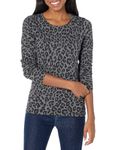 Amazon Essentials Women's Standard Lightweight Crewneck Sweater, Grey Heather Animal Print, Small