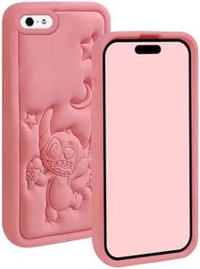 FINDWORLD Compatible with iPhone 5S 5 5C SE 1ST Case,Cute 3D Cartoon Unique Soft Silicone 3D Character Shockproof Anti-bump Protector Boys Kids Gifts Cover Housing Skin Pink