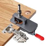 35mm Concealed Hinge Jig with Clamp, Stainless Steel Cup Style Concealed Hinge Jig Drilling Guide Hole Punch Locator Kit for Cabinet Door Hinges Inset