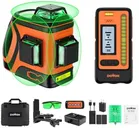 DOVOH Outdoor Laser Level with Receiver : Daylight High Visibility Laser Level 360 Self Leveling Up To 400ft Long Range High Power Green with Detector Outside Construction Landscaping, H3-360G