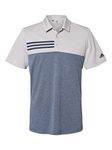 Adidas Heathered Colorblock 3-Stripes Polo 3XL Grey Two Heather/Collegiate Navy