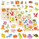 THE TWIDDLERS - 4 Bright Wooden Puzzles for Kids, Childrens Animal Peg Board, Perfect Jigsaw Puzzles for Birthdays, School Early Education, Christmas Stocking Fillers, Wooden Puzzles for 3 Year Olds