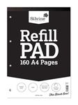 Silvine 160 Page A4 Refill Pad, Head Bound and Punched 4 Holes. Plain White Pages. Ref A4RPP