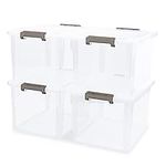 Citylife 32 QT Plastic Storage Bins with Latching Lids Stackable Storage Containers for Organizing Large Clear Storage Box for Garage, Closet, Classroom, Kitchen, 4 Packs